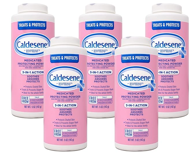 Caldesene Medicated Protecting Powder with Zinc Oxide & Cornstarch-Talc Free, 5 Ounce (5 Pack)