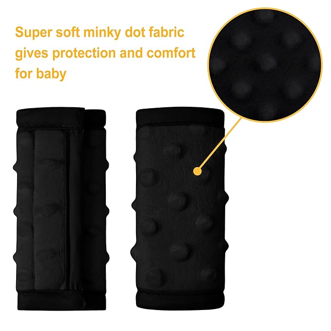 Pro Goleem Car Seat Strap Covers for Babies Unisex Soft Car Seat Strap Shoulder Pads for All Car Seats, Stroller, Pushcar, Small Size Designed for Newborn, Black