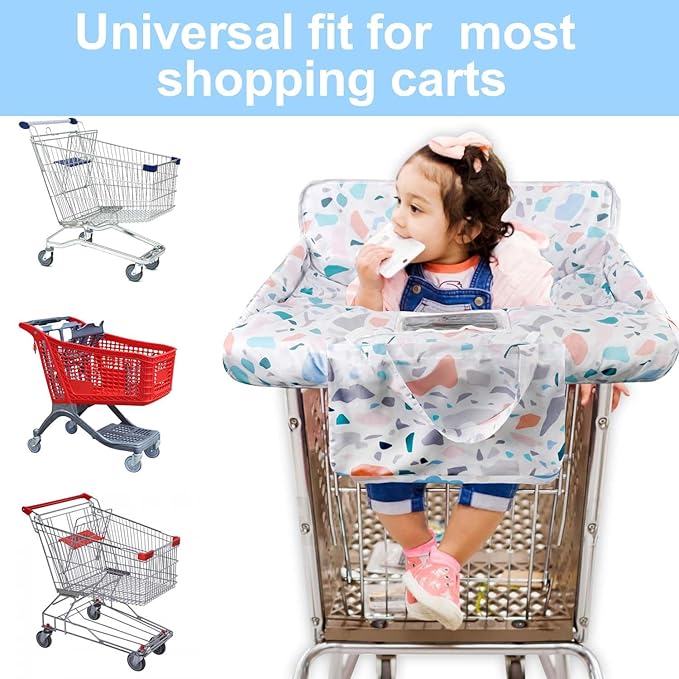 Shopping Cart Cover for Baby 2-in-1 High Chair Cover with Safety Harness Multifunctional White Spots Pattern Cart Covers for Babies Soft Padded Grocery Cart Cover for Baby Boy Girl