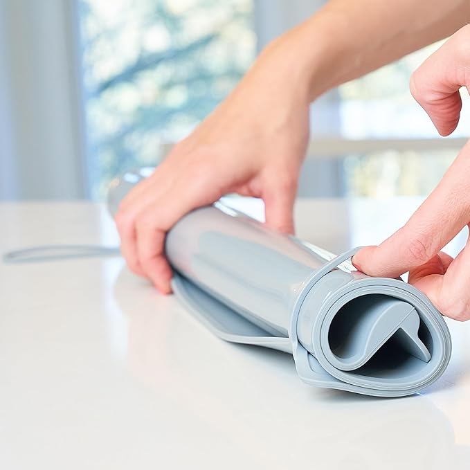 The Table Tyke Table Tyke Placemat XL Silicone Baby Placemat with Teething Edge Bumper - Waterproof Toddler Table Mat for Eating, BPA Free, Dishwasher Safe (Grey)