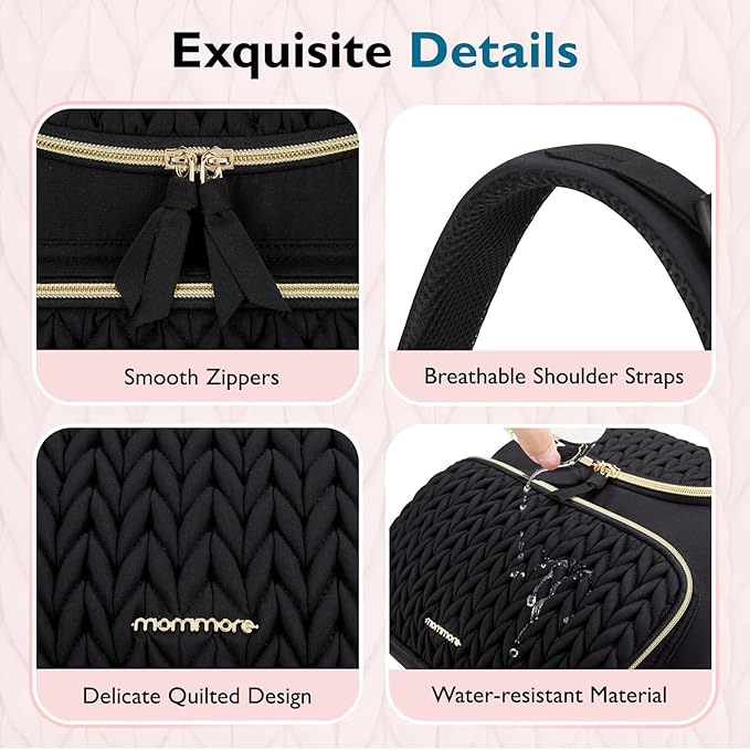 mommore Diaper Bag Small Diaper Backpack Stylish Baby Travel Backpacks with Insulated Pockets, Changing Pad, Stroller Straps
