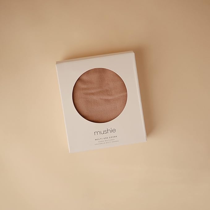 mushie Baby Car Seat Canopy Cover | Breathable & Stretchy Multi Use Cover for Breastfeeding, Nursing, High Chair, Shopping Cart, Strollers (Natural)