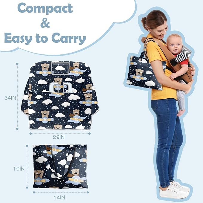 Shopping Cart Cover for Baby Girl Boy 2-in-1 High Chair Water Resistant High Chair Cover Bear Gender Neutral Cart Cover for Babies Padded Grocery Cart Cover for Baby