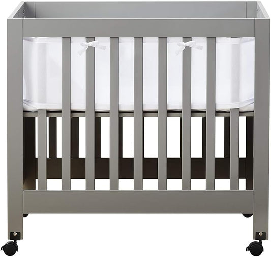Mini Crib Breathable Mesh Liner by BreathableBaby, Classic 3mm Mesh, White, Size 4M Covers 4 Sides FITS MINI CRIBS WITH 38x24” MATTRESS ONLY