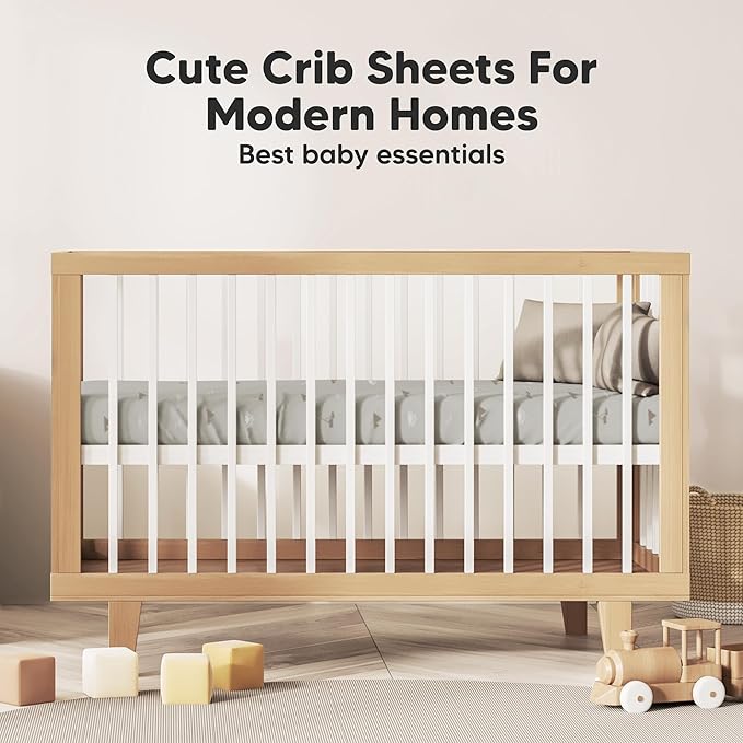 KeaBabies 2-Pack Organic Crib Sheets for Boys, Girls - 52x28 Fitted Crib Mattress Sheet Neutral, Breathable Jersey Cotton Cover for Baby Bed, Toddler Mattress, Soft & Cute Prints (Savannah)