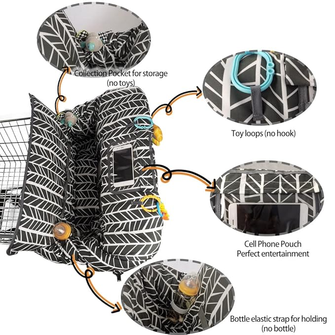 Shopping Cart Cover for Baby boy Girl, Multi-in-1 Cart Covers for Babies, Soft Padded Infant High Chair Cover, Machine Washable, Grocery cart seat Cushion Cover