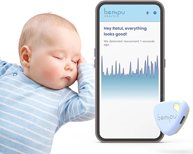 Bellybutton Smart Breathing Baby Monitor for Safer Sleep with Gentle Vibration, App Notifications, Easy to Clip, Portable, Medical-Grade Materials & Non-Bulky Design