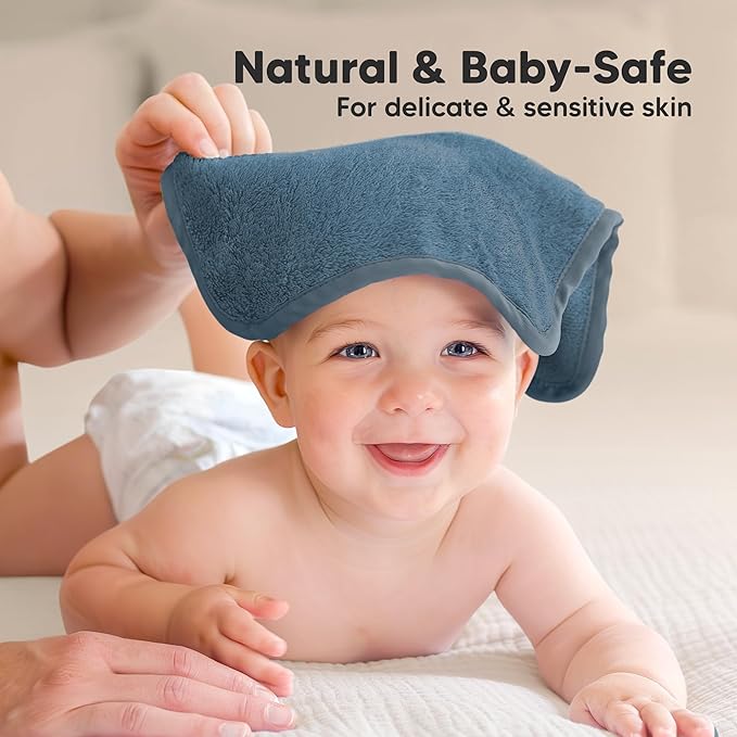 6-Pack Soft Baby Washcloths, Viscose from Bamboo - Kids, Newborn Bath Towels, Infant Shower, Toddler Reusable Face Towel, Gentle on Skin, Face Wash Cloths for Babies, 10x10 (Navy Blue)