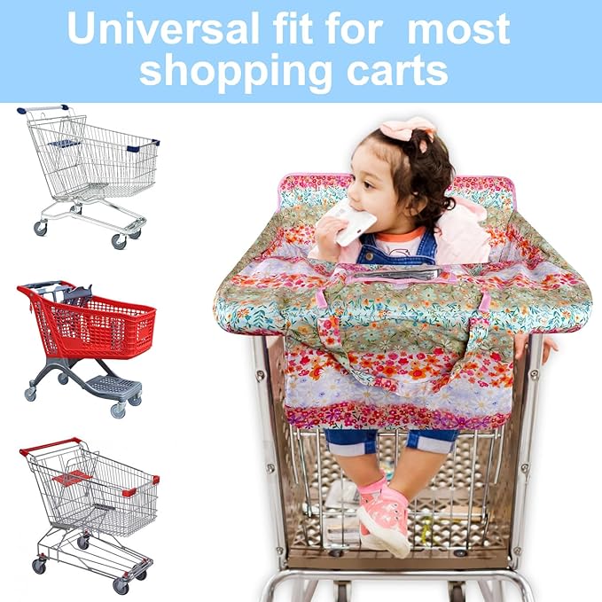 Shopping Cart Cover for Baby 2-in-1 High Chair Cover with Safety Harness Multifunctional White Spots Pattern Cart Covers for Babies Soft Padded Grocery Cart Cover for Baby Boy Girl