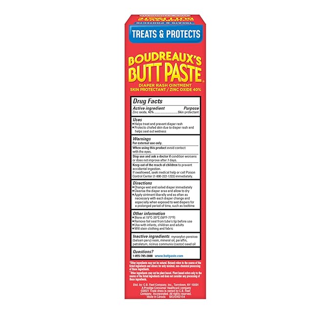 Boudreaux's Butt Paste Maximum Strength Diaper Rash Cream, Ointment for Baby, 4 oz Tube (Pack of 2)