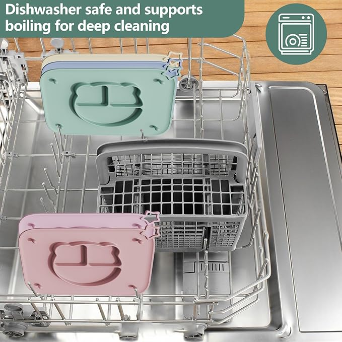 1 Pack Silicone Mat for Babies, Baby Placemat Built-in Suction Base and Equipped 4 Toy Straps & Anti-Peel Design, Activity Mat for Infants to Toddlers, Keeps Babies Essentials Off The Floor, Blue