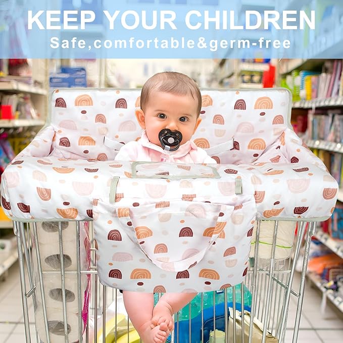 Shopping Cart Cover for Baby 2-in-1 High Chair Cover with Safety Harness Multifunctional Boho Pattern Cart Covers for Babies Soft Padded Grocery Cart Cover for Baby Boy Girl