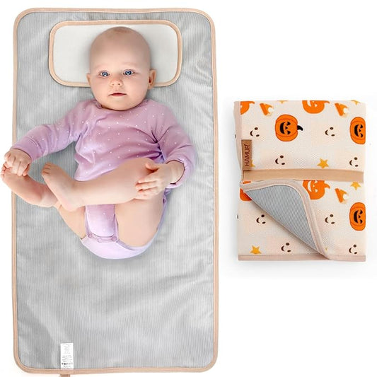 HAMUR HOME Portable Baby Changing Pad – Waterproof, Foldable & Lightweight Travel Mat – Soft & Machine Washable Diaper Changer – Compact & Durable(Halloween)