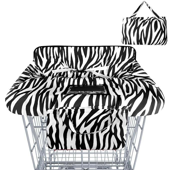 Shopping Cart Cover for Baby Girl Boy 2-in-1 High Chair Water Resistant High Chair Cover w/Phone Pouch Pocket Gender Neutral Cart Cover for Zebra Texture Babies Padded Grocery Cart Cover for Baby