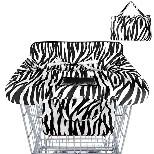 Shopping Cart Cover for Baby Girl Boy 2-in-1 High Chair Water Resistant High Chair Cover w/Phone Pouch Pocket Gender Neutral Cart Cover for Zebra Texture Babies Padded Grocery Cart Cover for Baby