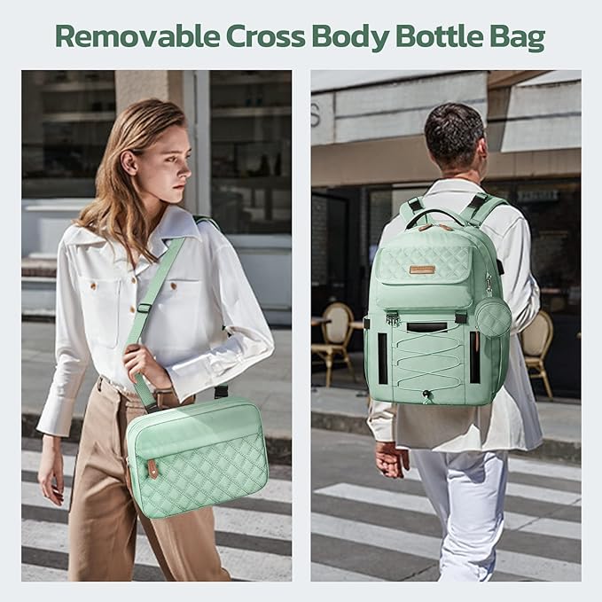 Maelstrom Diaper Bag Backpack,29L-45L Expandable Large Baby Bag for 2 Kids/Twins with Removable Cross Body Bottle Bag for Mom/Dad,Stylish Nappy Bag Gift for Boys/Girl-Mothers Day Gifts-Mint Green