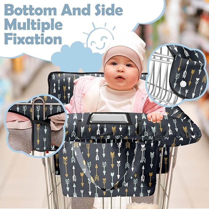 Shopping Cart Cover for Baby Girl Boy 2-in-1 High Chair Water Resistant High Chair Cover Dark Aray Arrow Gender Neutral Cart Cover for Babies Padded Grocery Cart Cover for Baby
