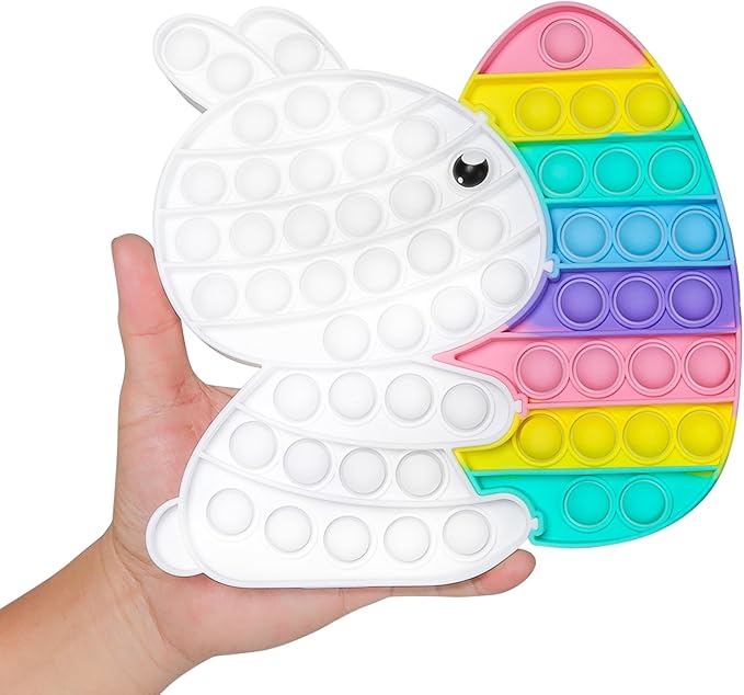 TOMMIKE Easter Bunny Pop It Fidget Toy Bubble Sensory for Anxiety & Stress Relief Special Needs Autism Learning Office School Game Craft Kids Adults (Easter)