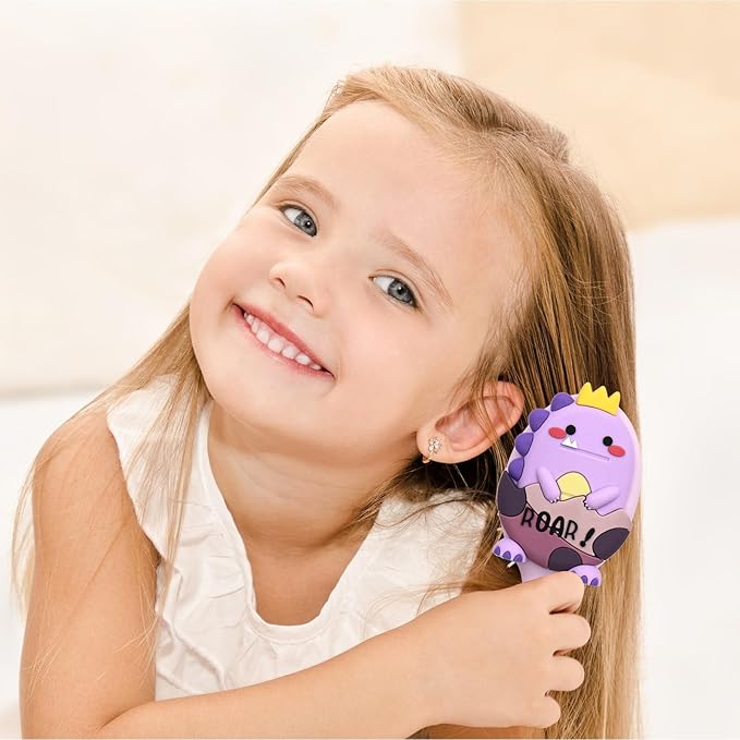 Toddler Detangler Brush - Mini Massage Brush for Kids with Air Cushion - For Thin Hair of Boys and Girls - Purple