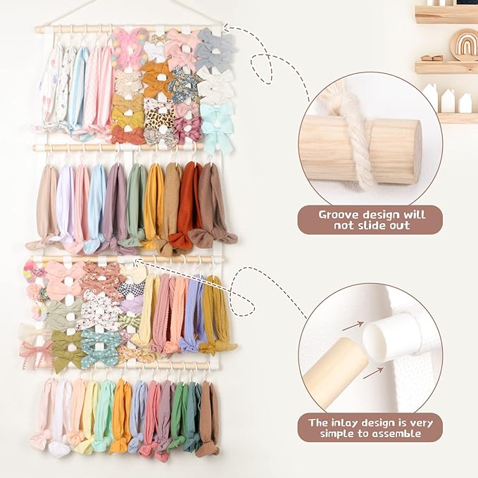 POVETIRE Headband Holder Hair Bows Organizer Baby Headbands Hair Accessories Organizer Storage Wall Hanging Decor