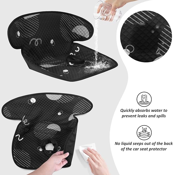 INFANZIA Dry Seat, Car Seat Protector Waterproof Carseat Liner Potty Training Toddlers, Baby and Infants, Piddle Pad for Carseats Strollers (Geometric Black, 1 Pack