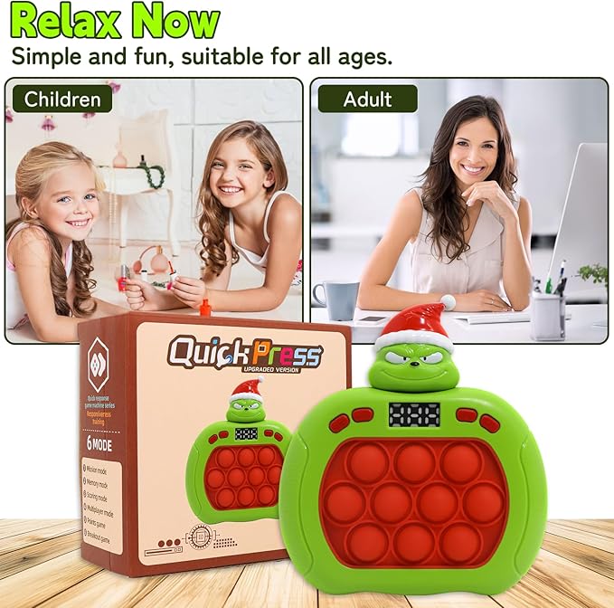 Quick Push Bubble Game,POP Toy Fast Push Game,Quick Push Pop Fidget Toys for Kids 3-12 Years Old,6 Game Mode Upgrades,Handheld Puzzle Games for Halloween and Christmas,Sensory Toys (Christmas 2)