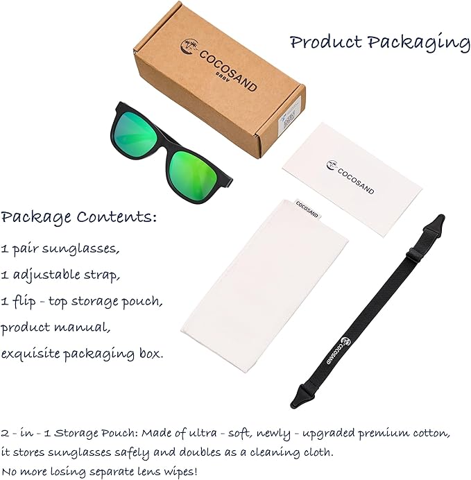 COCOSAND Flexible Polarized Baby Sunglasses with Strap UV Protection for Toddler Infant Girl Boy Age 0-24 Months