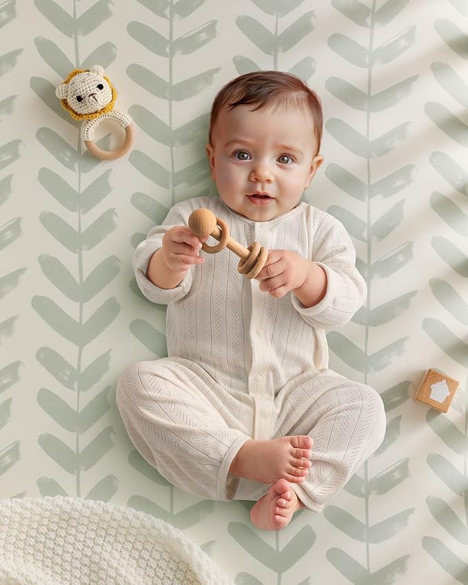 Yoofoss Baby Crib Sheets 2 Pack for Boys and Girls - 52x28 Fitted Crib Sheet Neutral Fits for Standard Crib and Toddler Mattress, Ultra Soft Breathable Microfiber Forest Bear