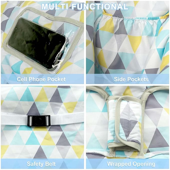 Shopping Cart Cover for Baby 2-in-1 High Chair Cover with Safety Harness Multifunctional Geometry Pattern Cart Covers for Babies Soft Padded Grocery Cart Cover for Baby Boy Girl