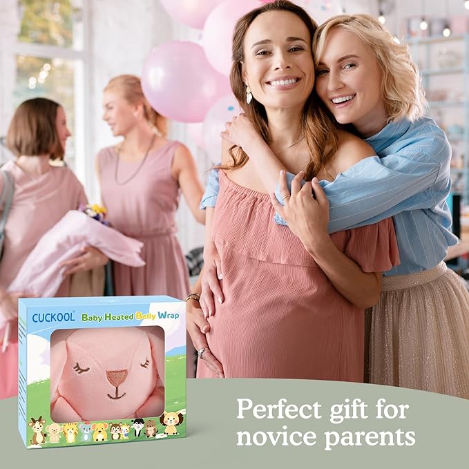 Baby Colic and Gas Relief, Heated Tummy Wrap for Newborns Belly Relief by Soothing Warmth, Baby Heating Pad Swaddling Belt Relief & Soothe Gas, Colic and Upset Stomach for Newborns to Toddler (Bunny)