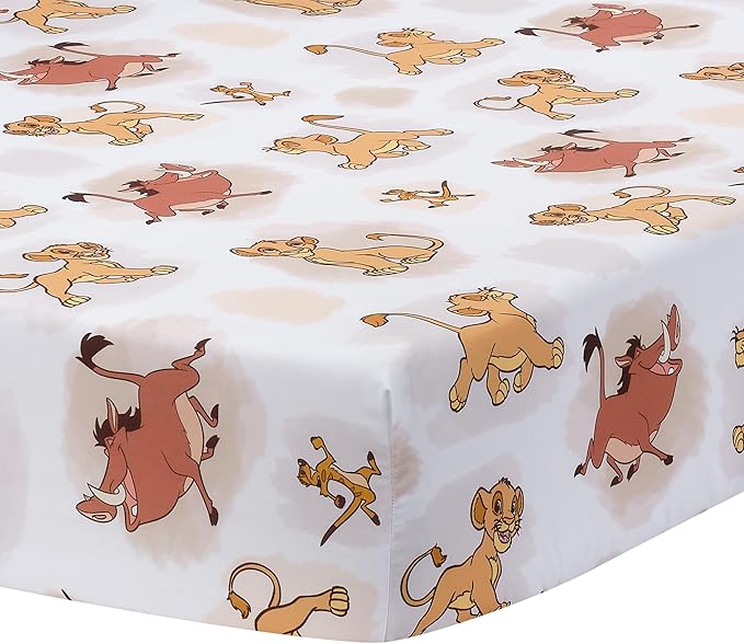 Lambs & Ivy Disney Baby Lion King Safari Fitted Crib Sheet - White