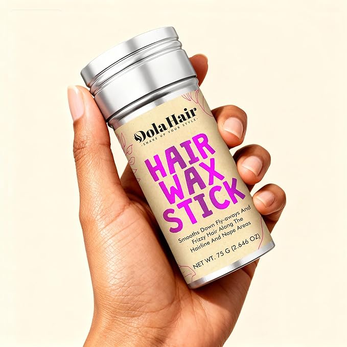 Dolahair Hair Wax Stick & Accessories - Flyaway Control for Kids & Women, 50 Pcs Colorful Elastic Hair Bands, 1 Pcs Slick Back Hair Brush, 2 Hair Loop Styling Tools (Black)