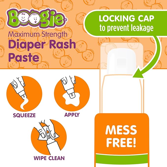 Boogie Maximum Strength Diaper Rash Bundle, Extra Strength Paste in Applicator Tube, 4 oz. + Diaper Rash Cream Spray, 1.7 oz.
