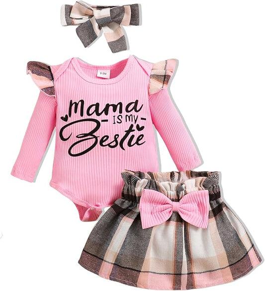 Newborn Infant Clothes Baby Girl Dress Summer Toddler Outfit Cute Girl Romper Skirt Set+Headband