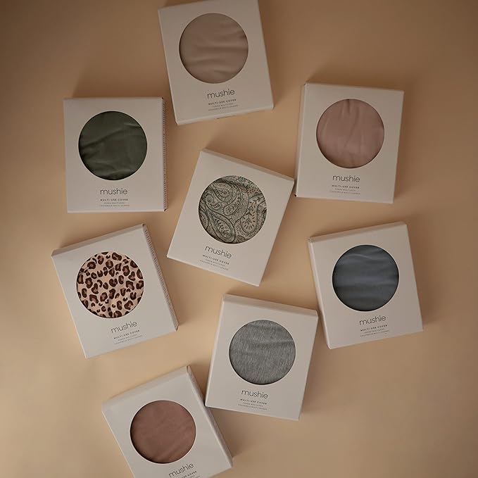 mushie Baby Car Seat Canopy Cover | Breathable & Stretchy Multi Use Cover for Breastfeeding, Nursing, High Chair, Shopping Cart, Strollers (Blush)