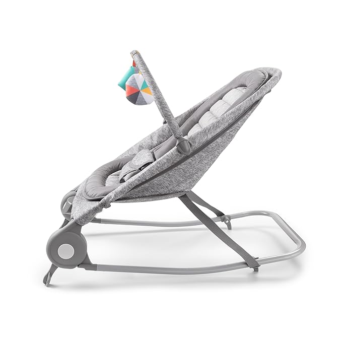 Summer Infant 2-in-1 Bouncer & Rocker Duo (Light Gray Tweed) Convenient and Portable Rocker and Bouncer for Babies Includes Soft Toys and Soothing Vibrations