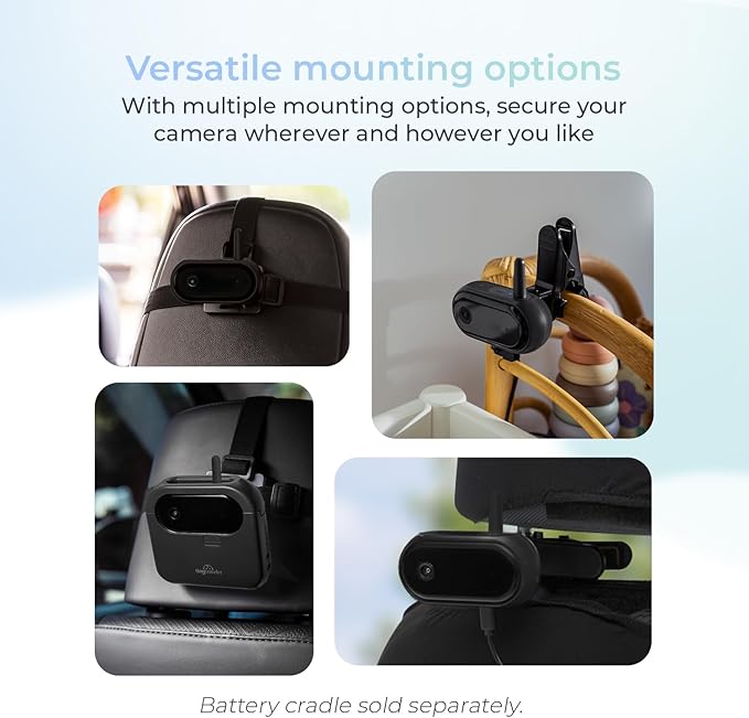 Tiny Traveler Add-On Ai Baby Car Camera – 1080P HD, Night Vision, 1000Ft Long Range, Night Light, Lullabies, Easy Install for Twins, 2 Kids, or Pets (Monitor Not Included)