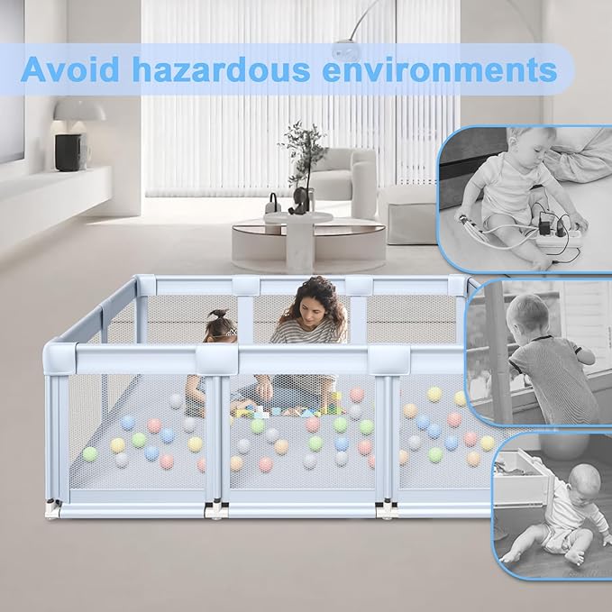 Baby Playpen Baby Playard Large playpen 74 x 50 inch, Playpen for Babies and Toddlers with Gate, Safety Baby Activity Center for Indoor & Outdoor