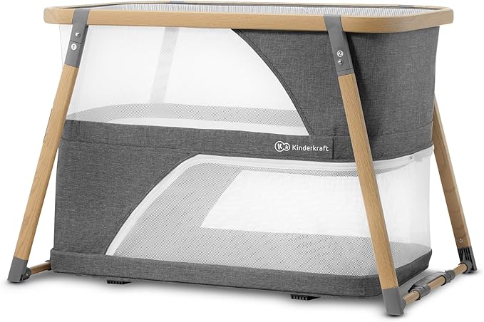 Kinderkraft Sofi Portable Travel Crib for Baby, Convertible Sleeping Cot 4 in 1 with Easy to Pack Playpen, Comfortable Bassinet Mattress and an Additional Cradle Function