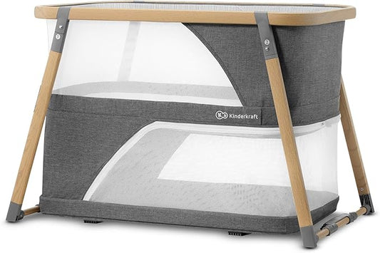 Kinderkraft Sofi Portable Travel Crib for Baby, Convertible Sleeping Cot 4 in 1 with Easy to Pack Playpen, Comfortable Bassinet Mattress and an Additional Cradle Function