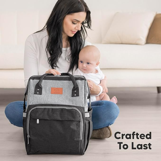 KeaBabies Baby Diaper Bag Backpack - Large Baby Bag for Boys, Girls, Waterproof Multi Function Travel Diaper Backpack with Changing Pad, Durable Travel Essentials for Moms and Dads (Graphite)