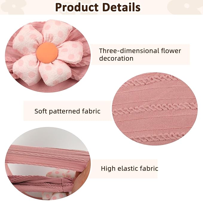 3 Pcs Baby Flower Headbands Baby Girls Nylon Headband Soft Hairbands Hair Accessories for Newborn Infant Toddler Kids (Yellow Pink White)