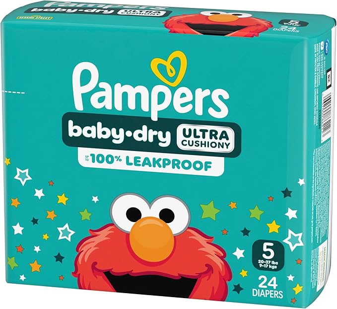 Pampers Diapers - Baby Dry - Size 5, 24 Count, Absorbent Disposable Infant Diaper (Packaging May Vary)