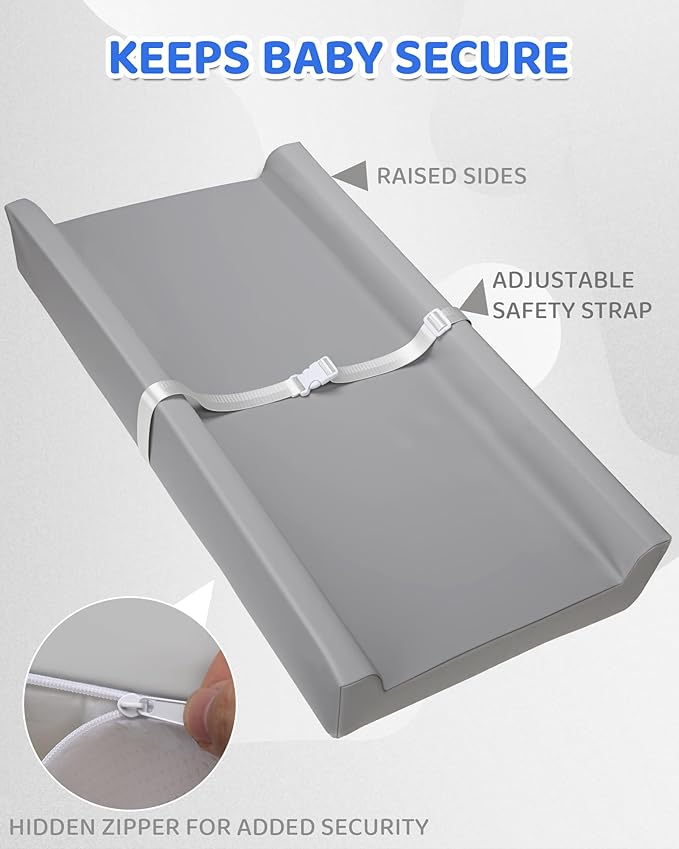 Baby Changing Pad for Dresser & Baby Changing Table Pad | Diaper Changing Pad & Wipeable Changing Pad - 100% Waterproof Vegan Leather, 31.25"x16" Standard Size