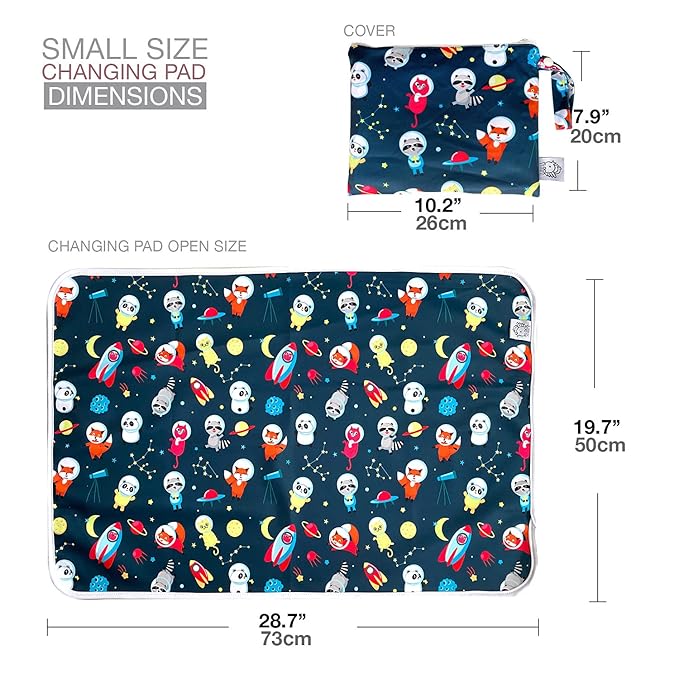 Flockthree Waterproof Baby Changing Pad with Storage Bag (28.7" X 19.7") Washable Wipeable Reusable Leak Proof Diaper Travel Mat Station Changing Mattress Liner Cribs Bed Cover, Aircraft