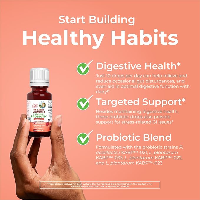 MaryRuth Organics USDA Organic Womens Probiotic Liquid Drops for Digestive Health | Targeted Support for Women | Four Probiotic Blend | Women's Wellness | Dairy Free | 30 Servings