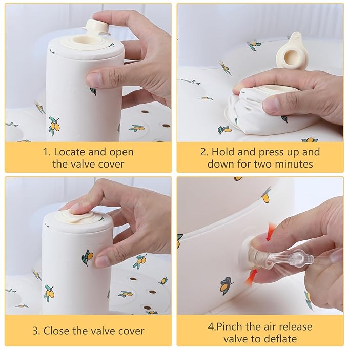 Inflatable Baby Seat for Babies 3 Months & Up, Infant Floor Seats for Sitting Up, Baby Seats for Infants, Blow Up Baby Chair with Built in Air Pump - Olive Flower