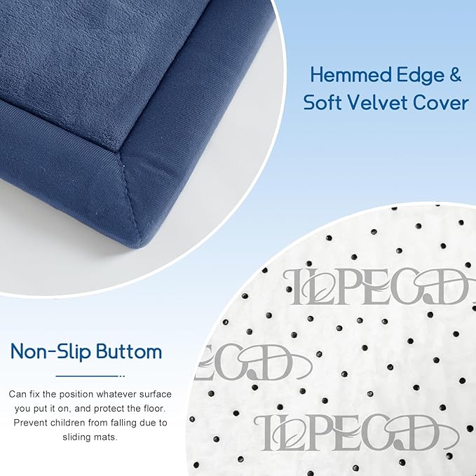 Baby Play Mat for Floor Tummy Time Mat Nursery Rug Muscle Area Rug Playroom Rug Tatami 74 * 50" Memory Foam 1.3" Thick Crawling For Babies,Toddlers, Infants, Kids,Floor(Blue)