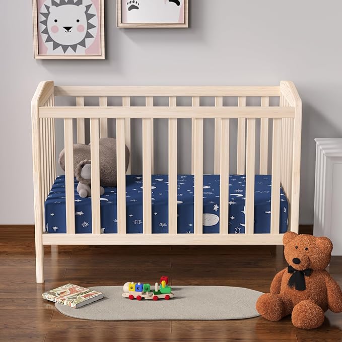 Baby Crib Sheets 2 Pack for Boys and Girls Fit for Standard Crib Toddler Mattress Breathable Soft Microfiber Baby Sheet 28x52x8in(Starry Sky & Clouds)