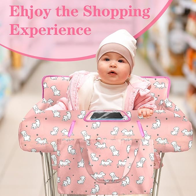 Shopping Cart Cover for Baby Girl Boy 2-in-1 High Chair Water Resistant High Chair Cover w/Phone Pouch Pocket Gender Neutral Cart Cover for Babies Padded Grocery Cart Cover for Baby